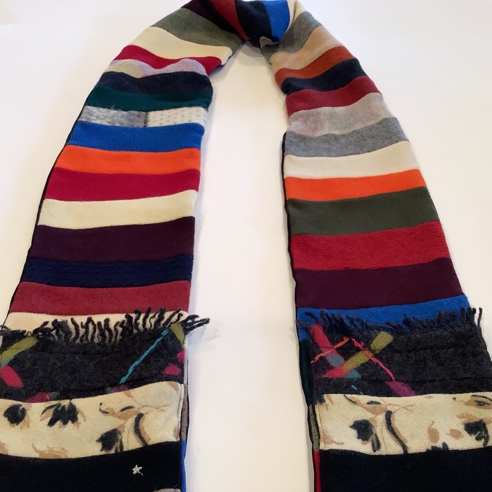 Multicolored Striped Rectangular Scarf With Pocke… - image 3